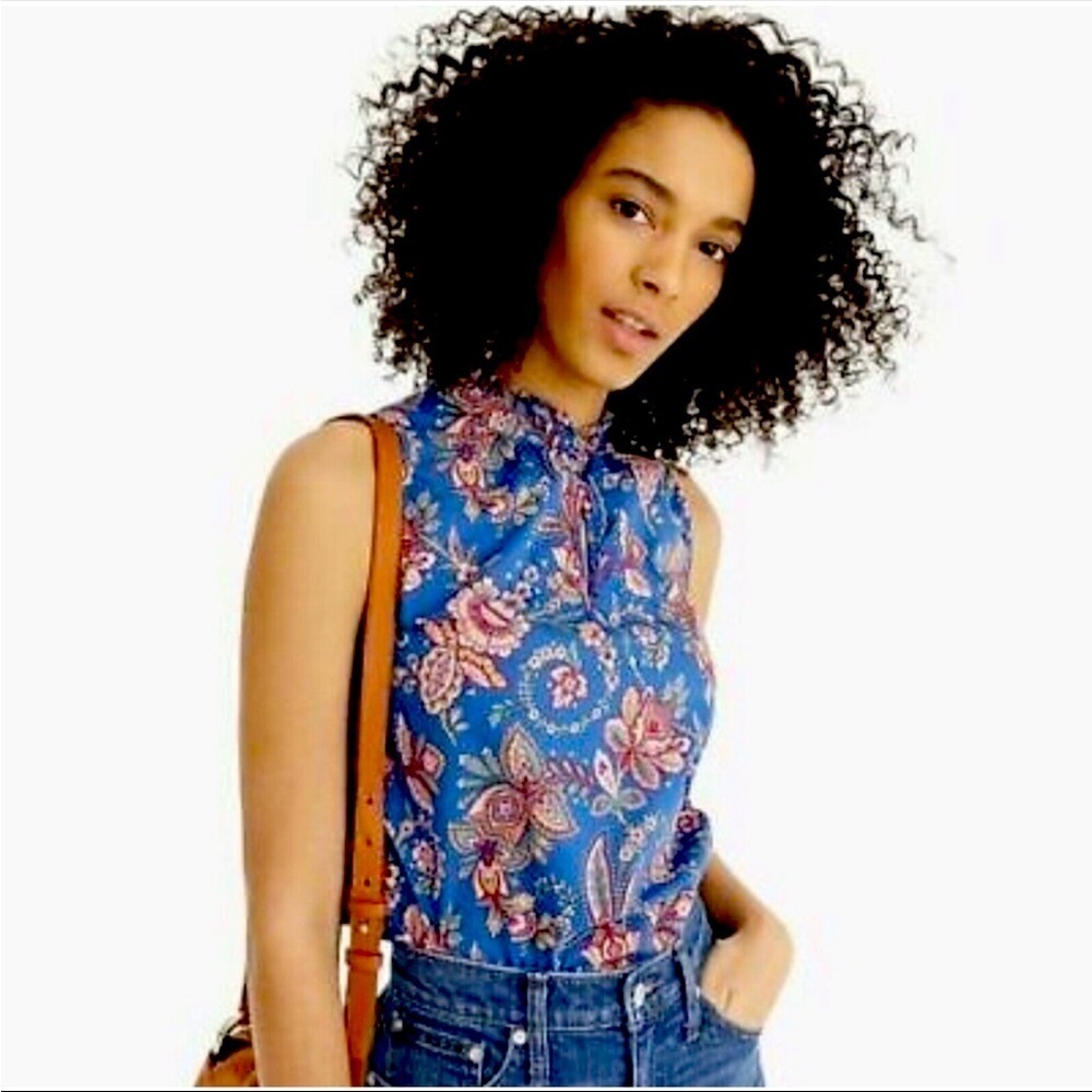 J Crew Size 4 Liberty Belle Ruffle Neck Sleeveless